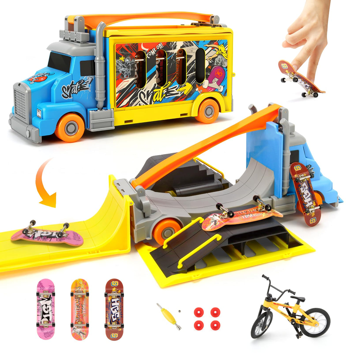 Hestiasko finger skatepark truck side view suited for open-ended play