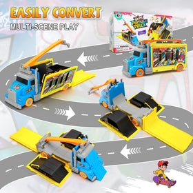 Hestiasko truck opened to show ramps for creative lines