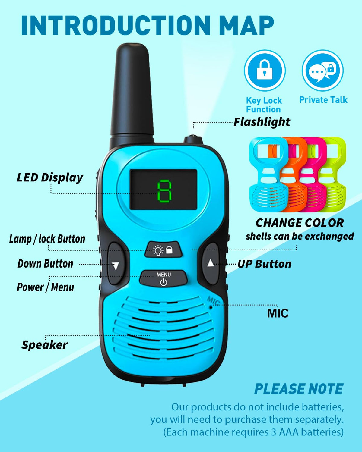 Ergonomic grip on Hetyue kids walkie talkies for small hands