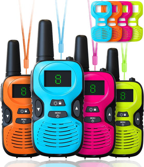 Hetyue Kids Walkie Talkies 4-Pack packaging for gifting and playtime