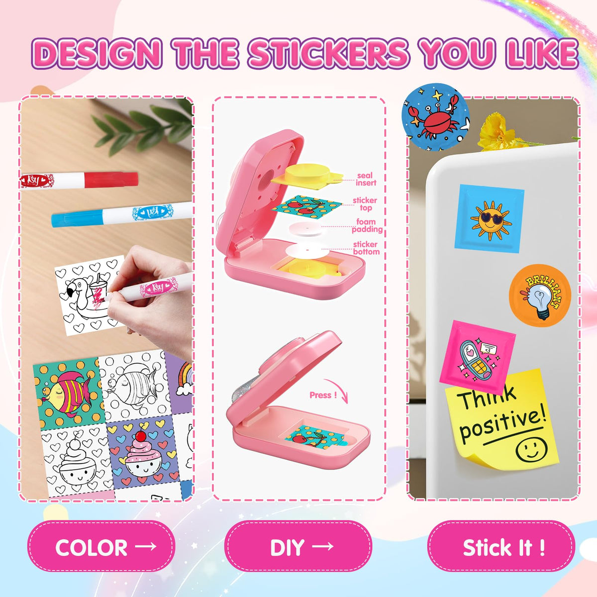 Hewaurorion 3D Puffy discs press into place for durable bubble-like stickers
