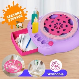 Hewaurorion Spin Art Machine artboards provide kid-friendly shapes for creativity
