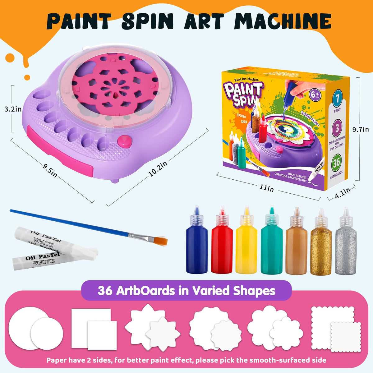 Hewaurorion Spin Art Machine white crayons enable resist-art effects