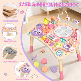Hewaurorion unicorn activity table learning clock supports time awareness.