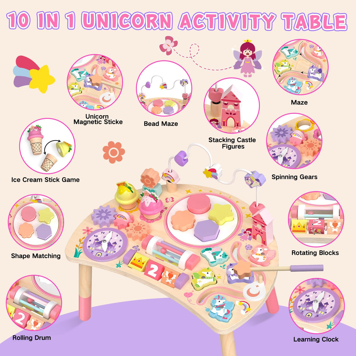 Hewaurorion unicorn activity table shape matching boosts early cognitive skills.