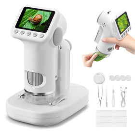 HEWEIMEI kids microscope with 4K display for crystal clear micro viewing.