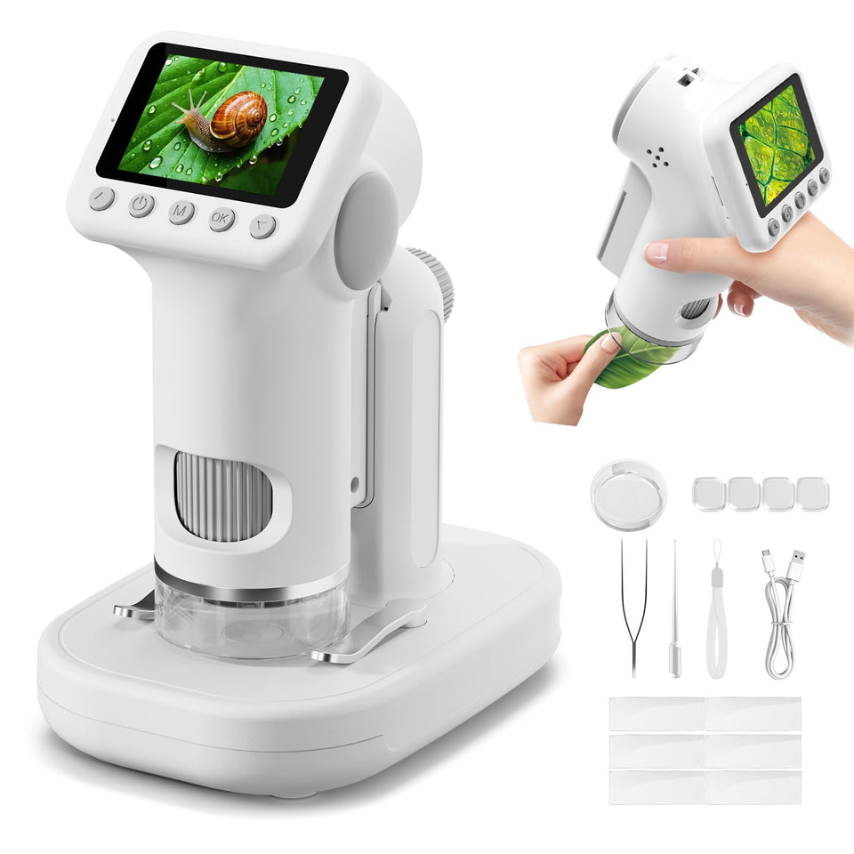 HEWEIMEI kids microscope with 4K display for crystal clear micro viewing.