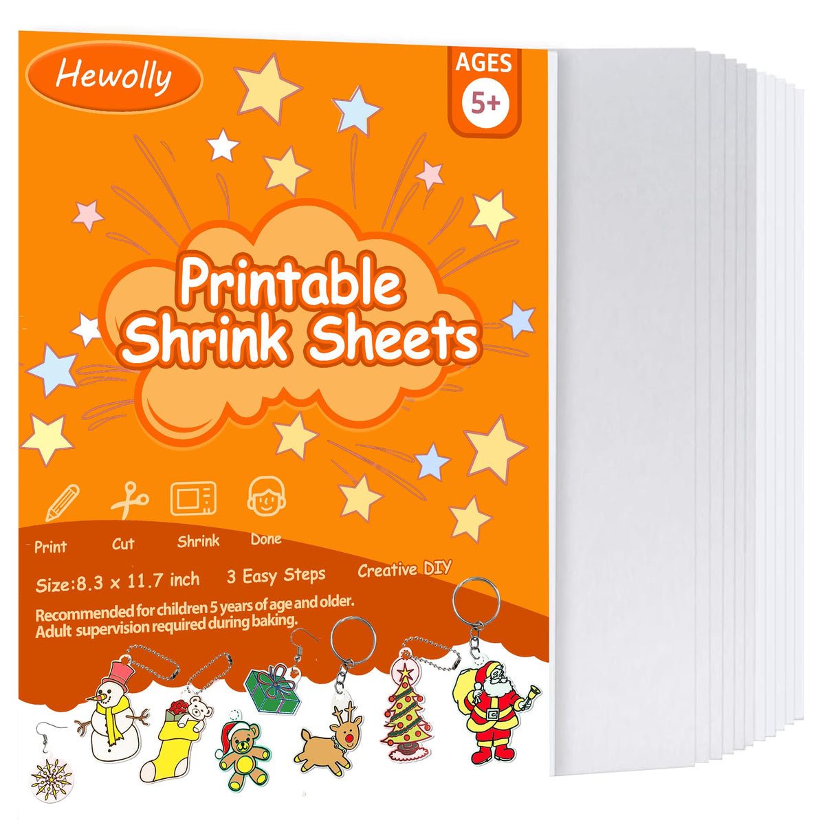 Hewolly shrink plastic sheets in a 24-pack for kids crafts and DIY projects.