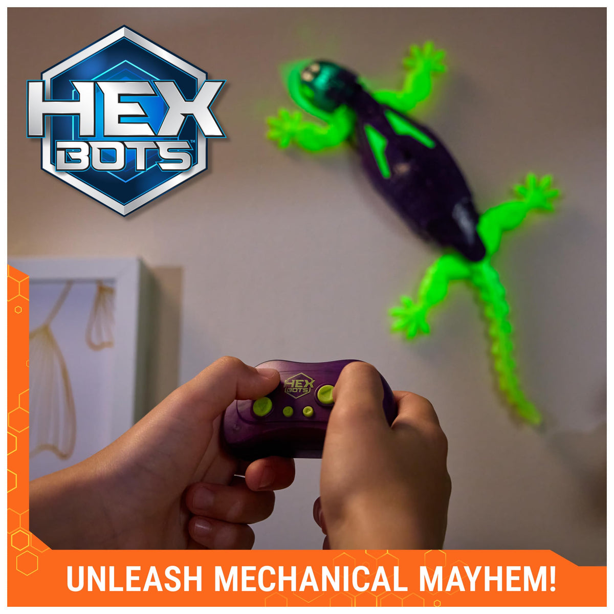 HEX BOTS remote uses two AAA batteries for smooth control (not included).