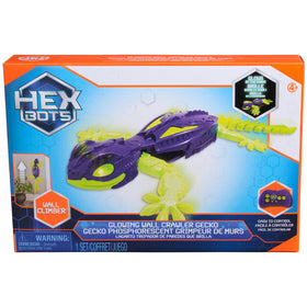 HEX BOTS Gecko performing a wall-climb action on a smooth surface.