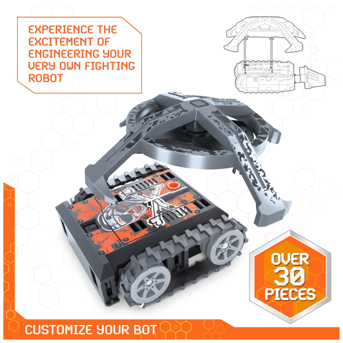 HEX BOTS motorized wall auger action adds moving obstacles to battles