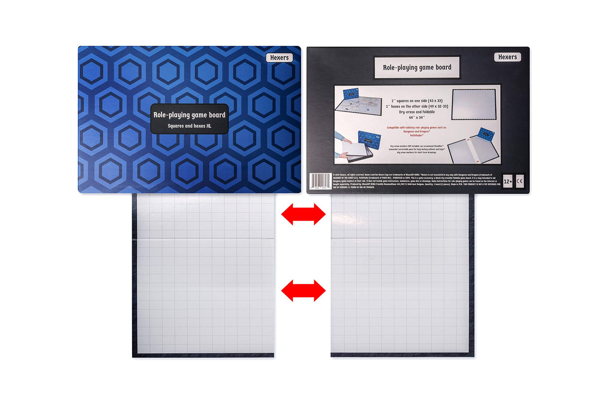 Hexers XL board dry-erasable surface supports reusable campaigns.