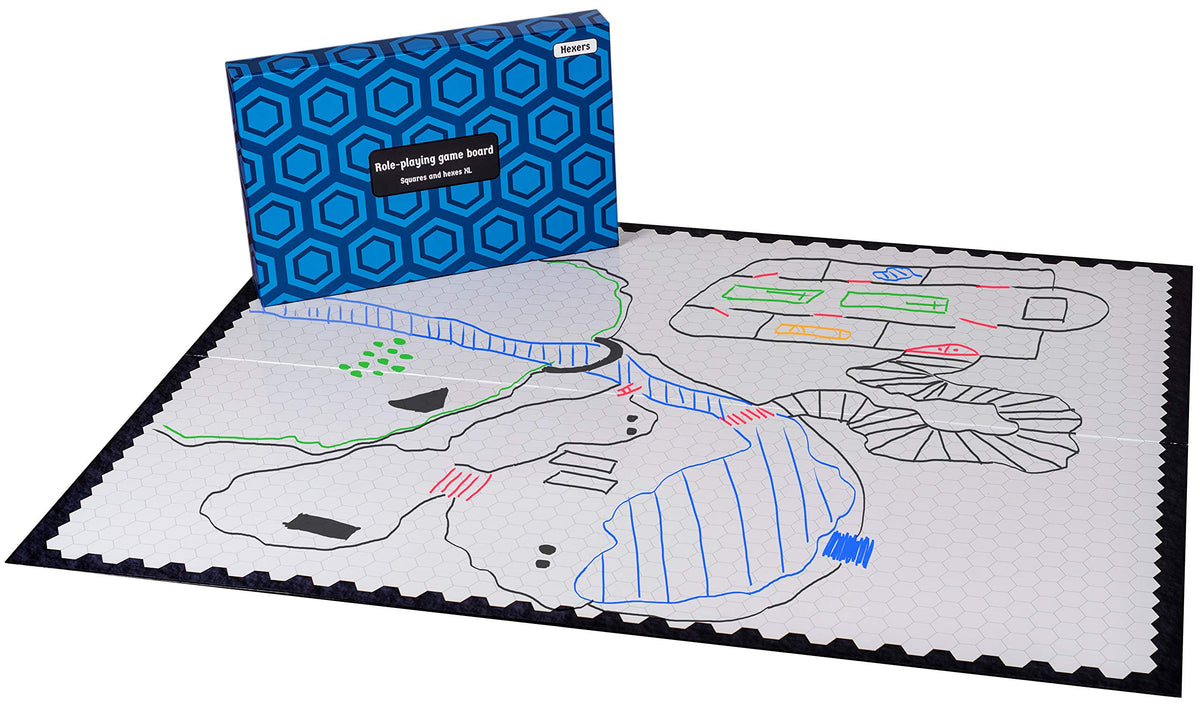 Hexers XL board shows a giant 44x34 map, ideal for expansive campaigns.
