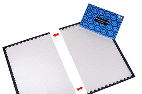 Hexers XL board hexes side view highlights modular terrain for strategic planning.