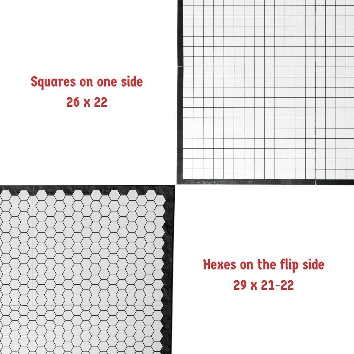 Hexers XL board squares side view displays precise 1-inch grid for tactical movement.