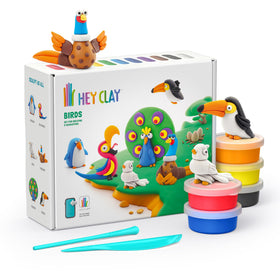HEY CLAY 15 Cans Set with bird-clay colors sparks imaginative play.