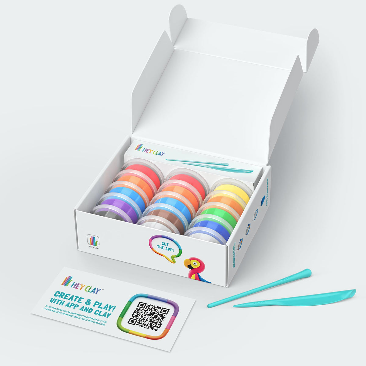 HEY CLAY sculpting tools with clay help kids shape bird figures.