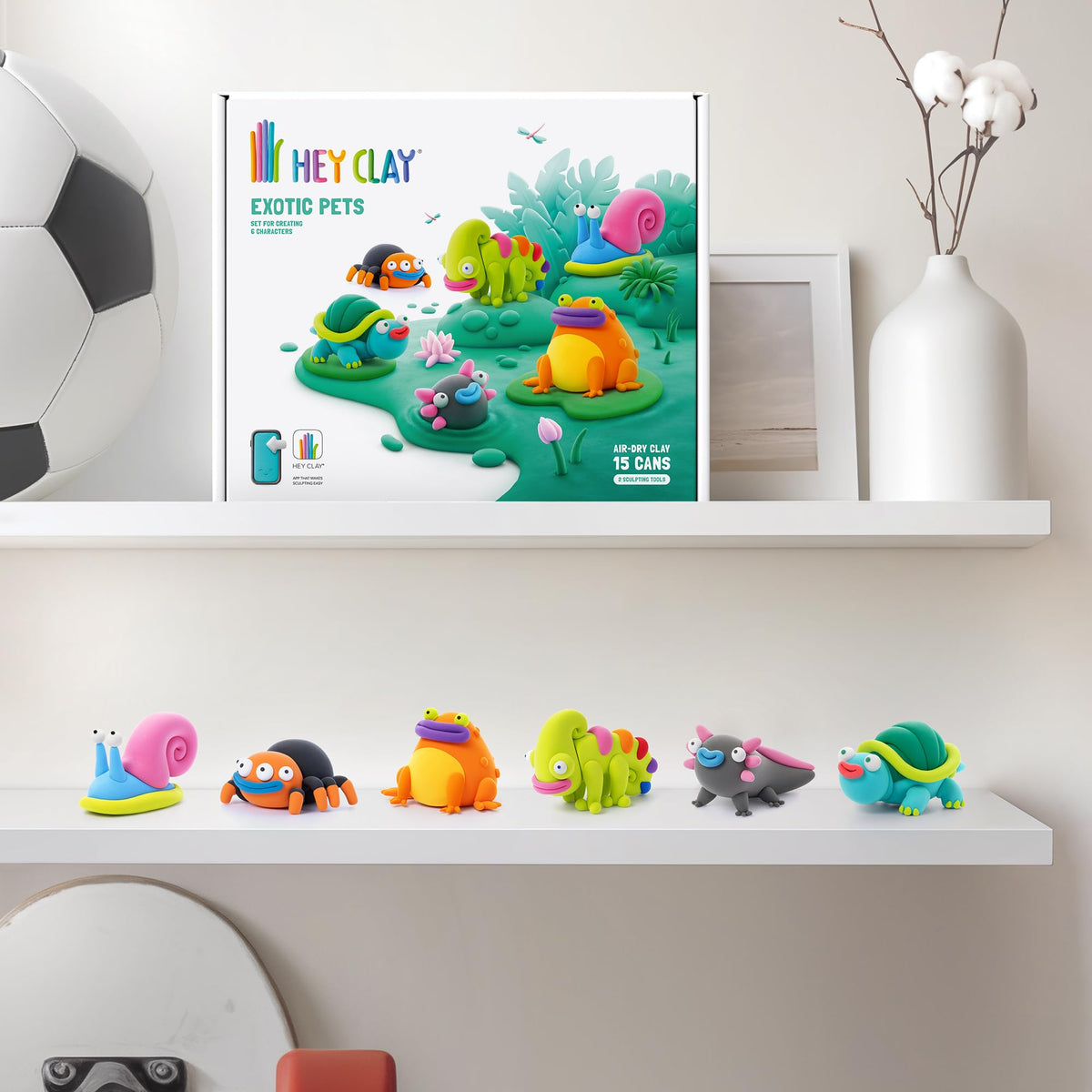 Hey Clay 15 Cans Set ready-to-store kit encourages easy cleanup after play