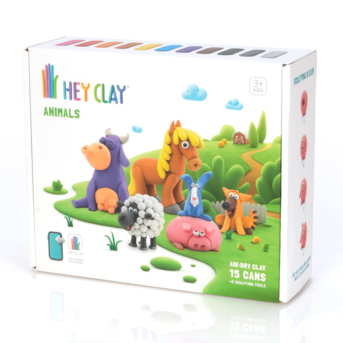 HEY CLAY Animals app-guided steps enhance kids' creative modeling and play.
