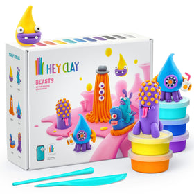 HEY CLAY Beasts Set with 15 colourful cans for creative, mess-free sculpting.