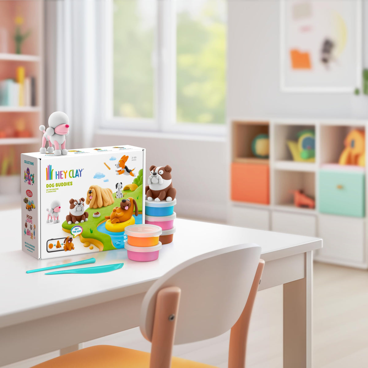 Hey Clay Dog Buddies theme figures for imaginative play sessions.