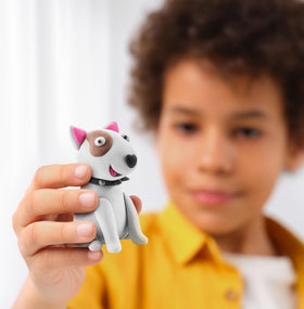 Hey Clay Dog Story kid using app for guided sculpting