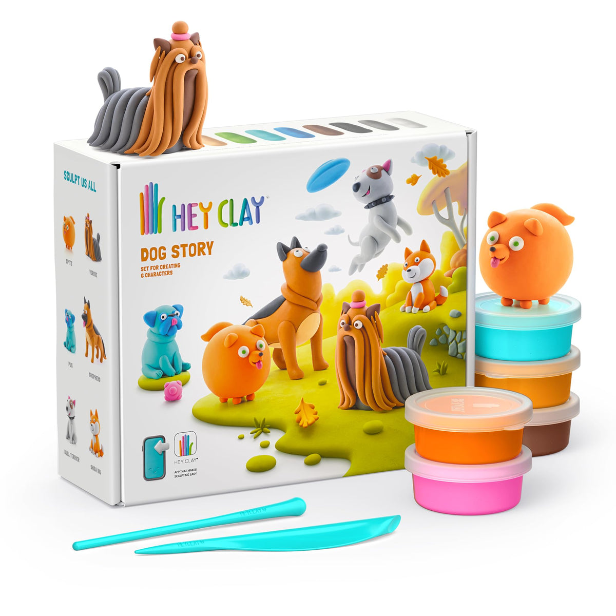 Hey Clay Dog Story overview showing interactive kit for creative kids