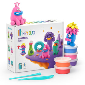 HEY CLAY Monsters set with bright cans inspires colorful creative play