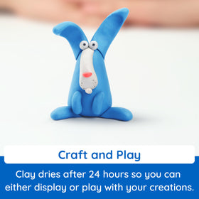 HEY CLAY Quick-dry air-dry clay cures within 24 hours for project completion.