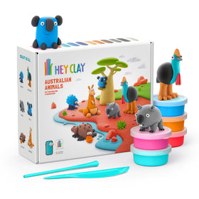 HEY CLAY Set with colorful clay cans for imaginative play and color exploration