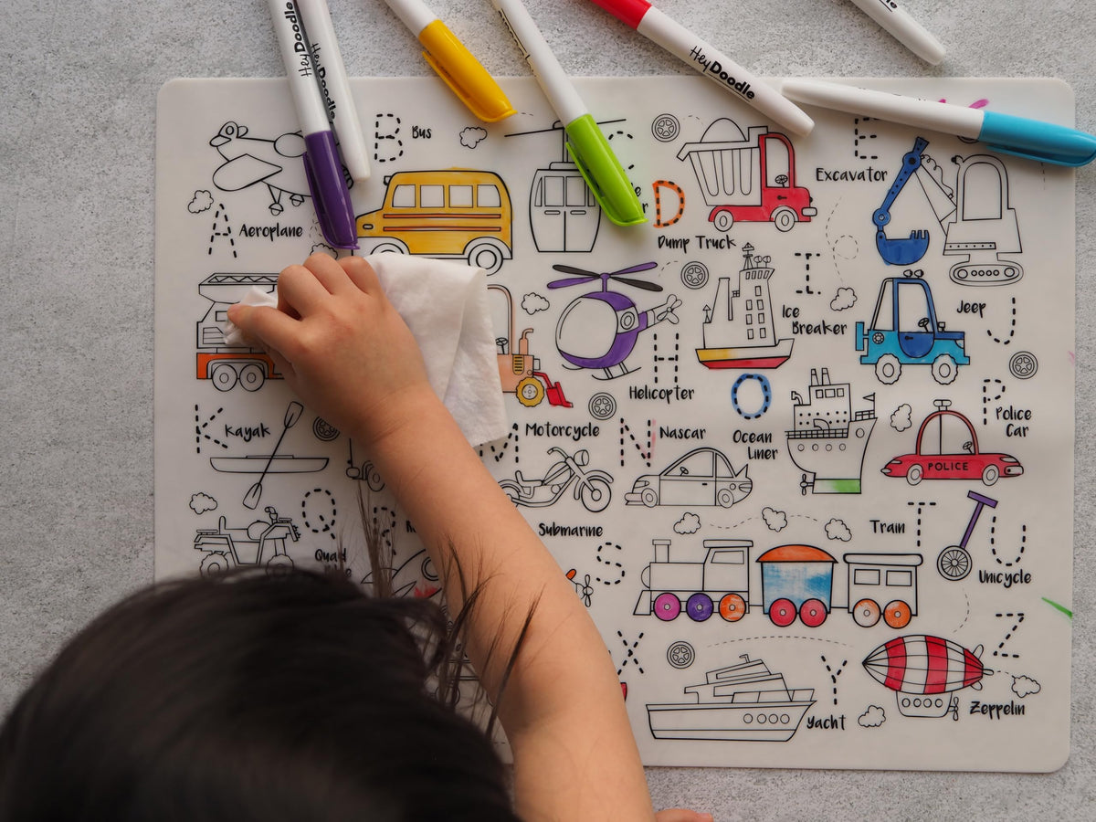 HeyDoodle mat designed for travel and on-the-go coloring fun