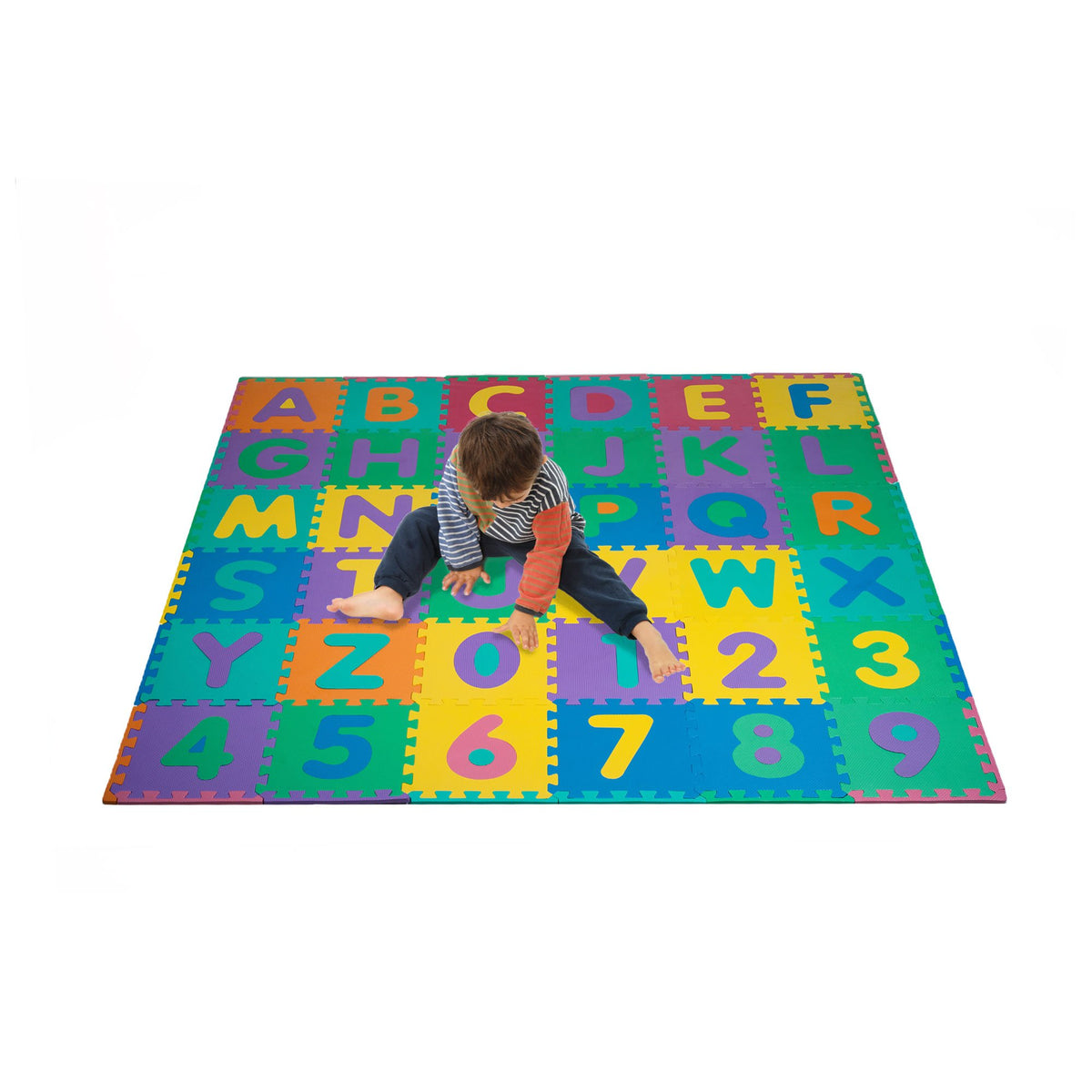 HEY! PLAY! 96-piece foam mat Interlocking tiles create a soft, safe play surface.