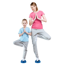 Hey! Play! Balance Pods adults practicing balance and core exercises with stability