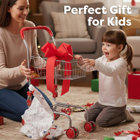 HEY! PLAY! Kids Shopping Cart dimensions ensure easy use for ages three and up during pretend play.