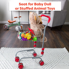 HEY! PLAY! Kids Shopping Cart safe handle with protective cover provides secure grip for little hands.