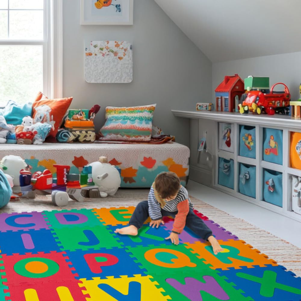 Hey Play multicolor foam puzzle tiles for color recognition and safe play