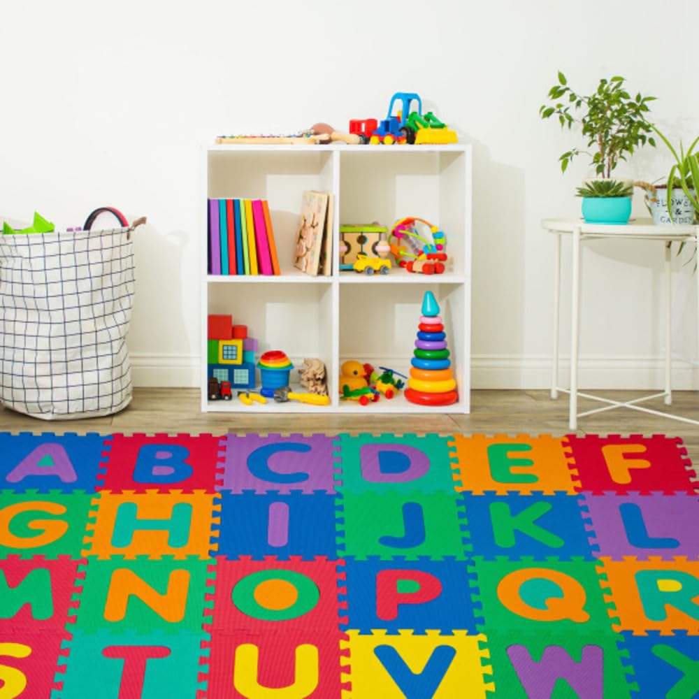 Hey Play non-toxic EVA foam mat provides cushioned play surface