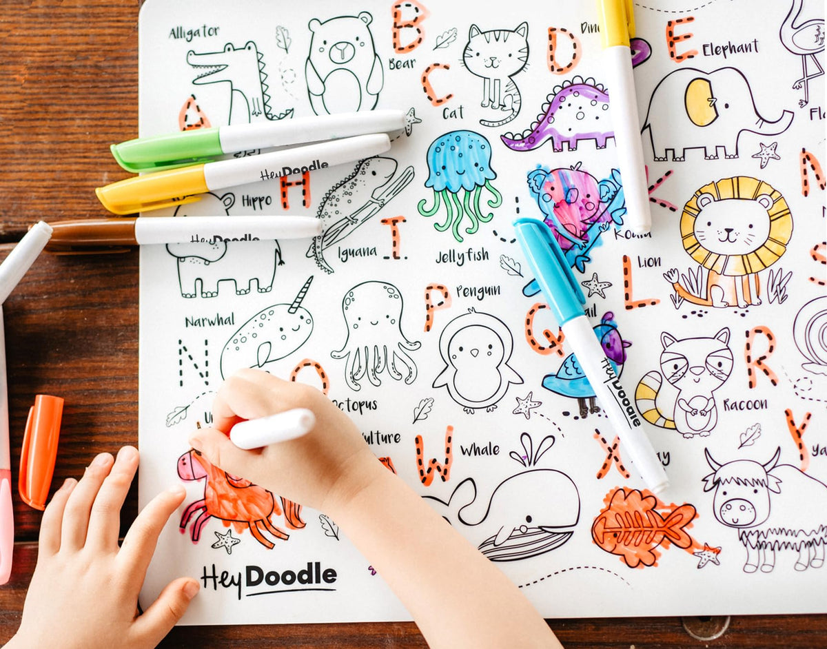 HeyDoodle debossed tracing outlines support fine motor skill practice