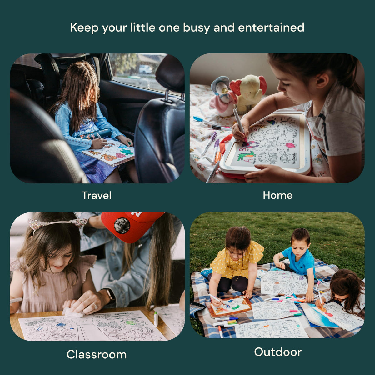 HeyDoodle Into The Wild mat bundle includes nine markers for immediate play