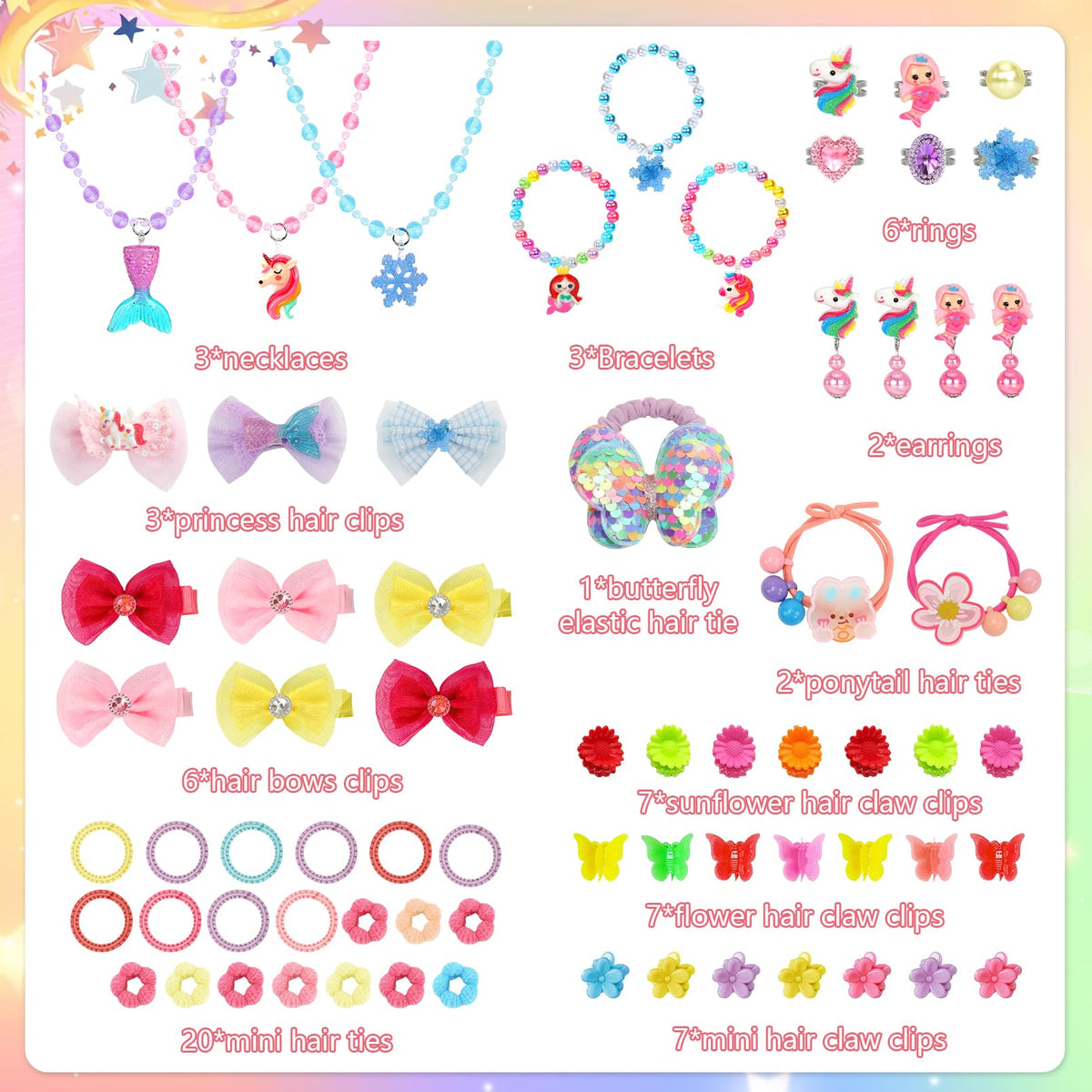 HEYDUOTON three-layer princess jewelry box for organized storage during play.