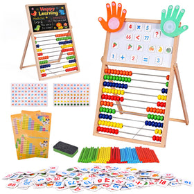 Heyfriday wooden abacus with double-sided board for early math practice
