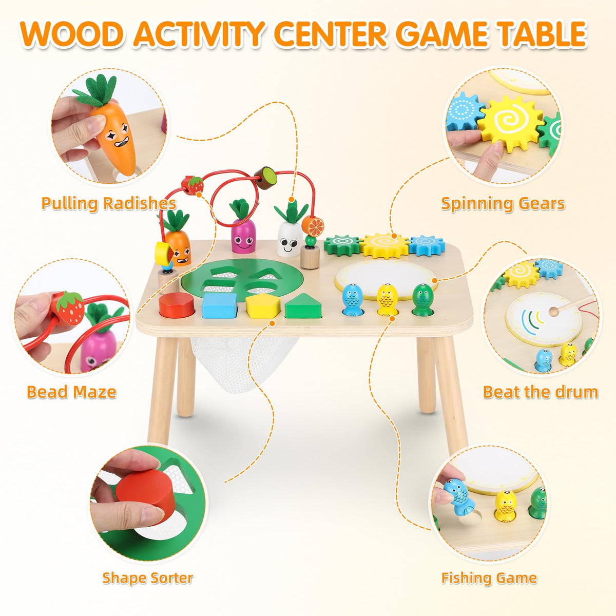 HEYLANDU activity table spinning gears: moving parts encourage curiosity and dexterity.