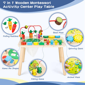 HEYLANDU wooden sensory table showing shape matching in action.