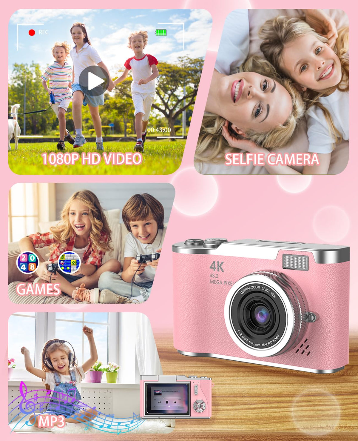 HEYMAO Kids Camera includes lanyard and accessories for travel-ready photography.