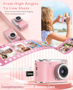 HEYMAO Kids Camera with 8x digital zoom for close-up shots and action footage.