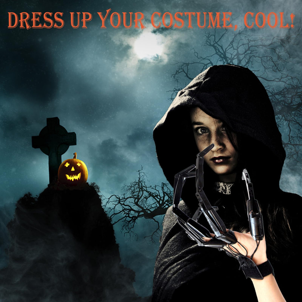 Heyseri black articulated fingers add drama to cosplay, livestream, or photo shoots.