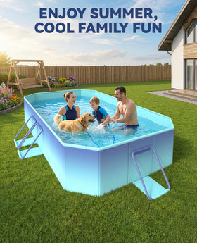 HeySplash blue whale pool color in outdoor setting