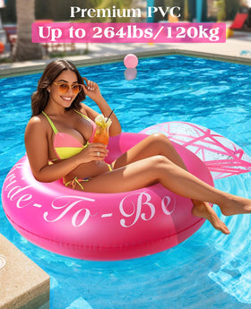 HeySplash Engagement Ring Floatie enhancing bachelorette party vibes in water.