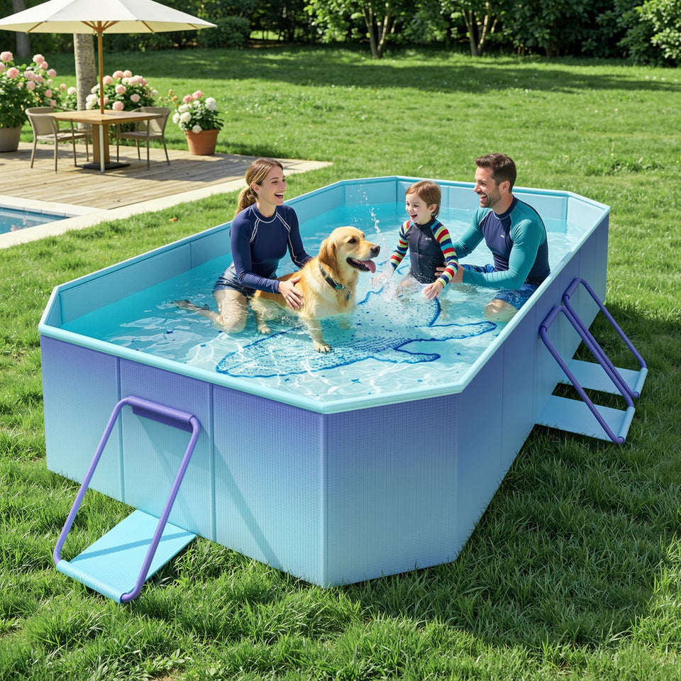 HeySplash foldable pool setup ready for backyard fun without tools