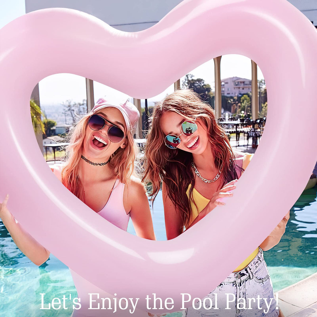HeySplash two-pack heart floats for shared fun and versatile pool activities